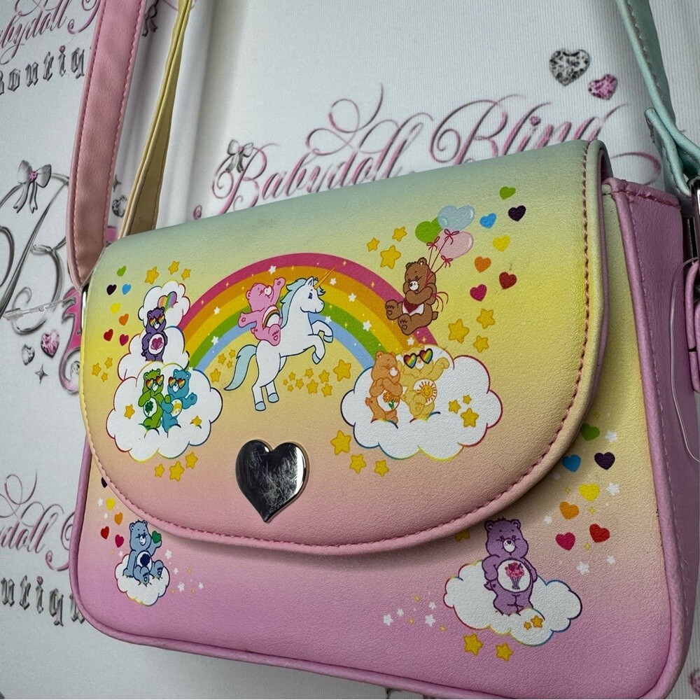 Loungefly Care Bears bag cross body pastel rainbow teddy bears hearts ombré image 9