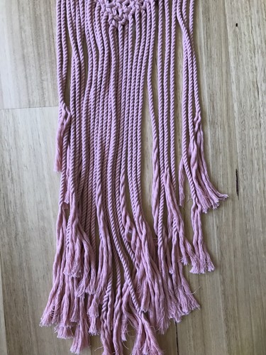 Pink boho bohemian macrame wall hanging handmade driftwood wood bedroom long - Bild 4 von 7