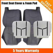 Front Dark Gray Cloth Seat Cover & Foam For 2003-2007 Chevy Silverado 1500 2500