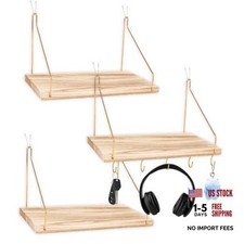 -Pack Cubicle Shelf For Fabric Walls With Hooks 12x6.0in Wooden Cubicle 3 Gold