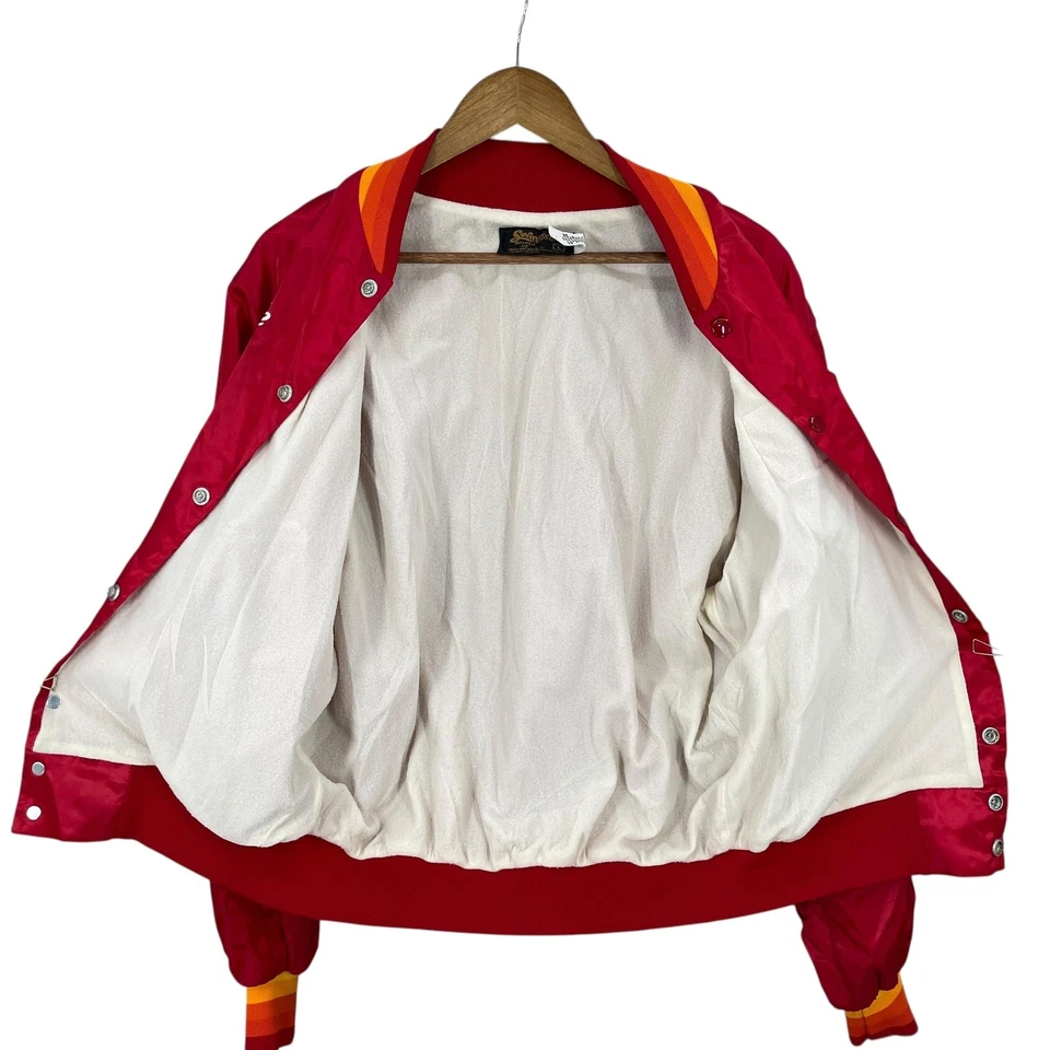 Vintage Berkley Trilene Jacket Men Size L Red Swingster Bomber 80s Streetwear - Image 3 of 4