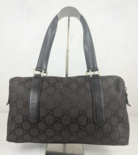 Authentic Gucci GG Brown Canvas, Leather Joy Boston Satchel Charmy Shoulder bag