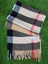 Burberry London Scarf Nova Check Shawl Wrap 100 Cashmere Made In Scotland