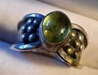 Vintage Sterling Silver Bali Made Peridot Accent Band Ring Signed R 925