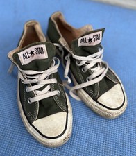 Vintage 80  s Converse All Star Forest Green Low Top Shoes Size 3.5 USA Made