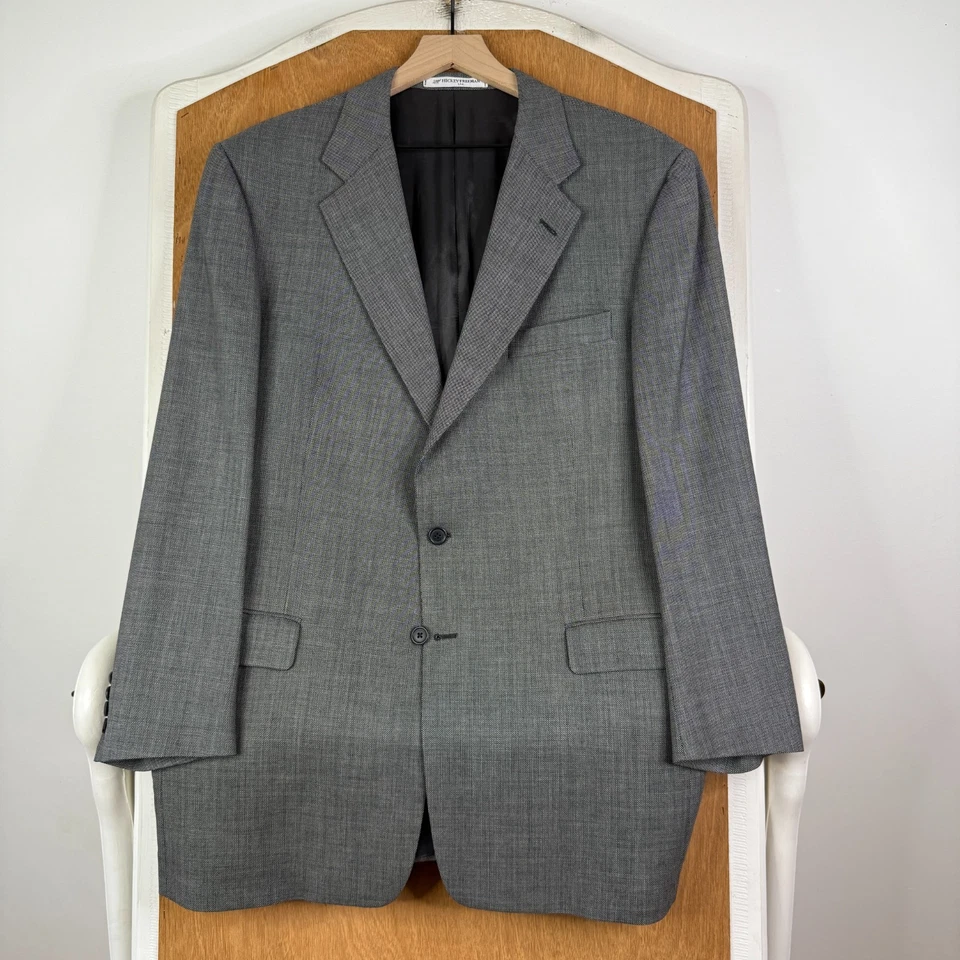 Blazer Hickey Freeman Para Hombres 44L Gris Ojo de Pájaro 2 Botones Lana Cachemira Traje Chaqueta Foto 2 de 4