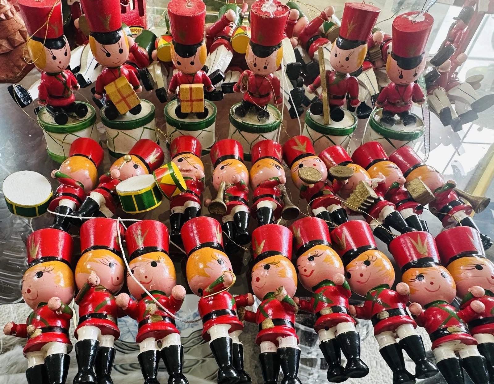 Vintage Christmas Tree Ornament Lot of 24 Wood Hand Painted Soldiers Drums
Opens in a new window or 