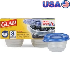 Mini Round Food Storage Containers 4oz BPA Free Microwave Safe Snack 8 Pack New