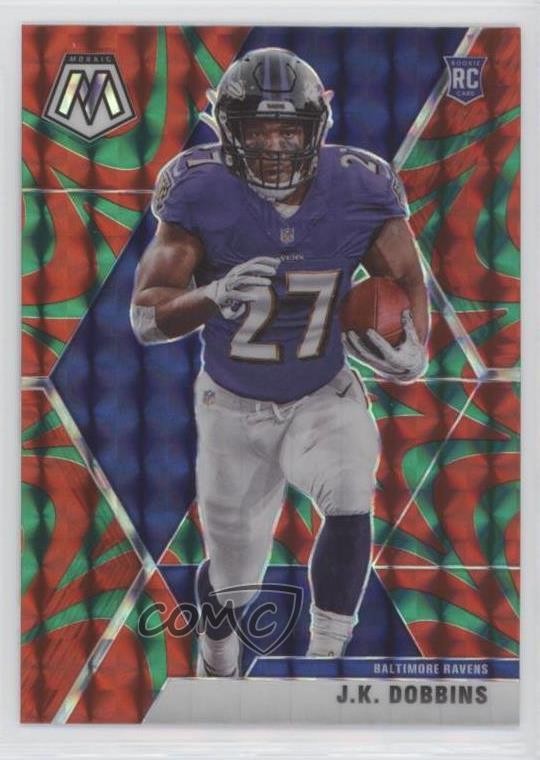 2020 Panini Mosaic Rookies Reactive Green Mosaic Prizm JK Dobbins #223 z7h