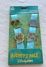 DISNEY PIN MICKEY'S PALS STARTER SET 4 PINS LANYARD MINNIE DONALD CHIP/DALE NEW