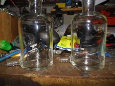 2 vintage thick Pyrex Aspirator Bottles Chemistry Lab Glassware Made In USA