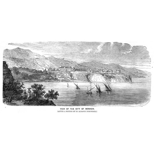 MONACO View of the City - Antique Print 1860