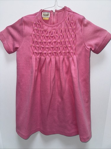 Vintage Brig a Doon Knitissimo Sweater Dress Pink Girls Sz 6X Permanent Press