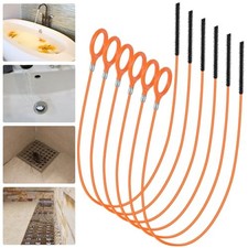 32 Inch Snake Drain Hair Removal Tool 6 Pack , Anti-Break Metal Orange-32inch