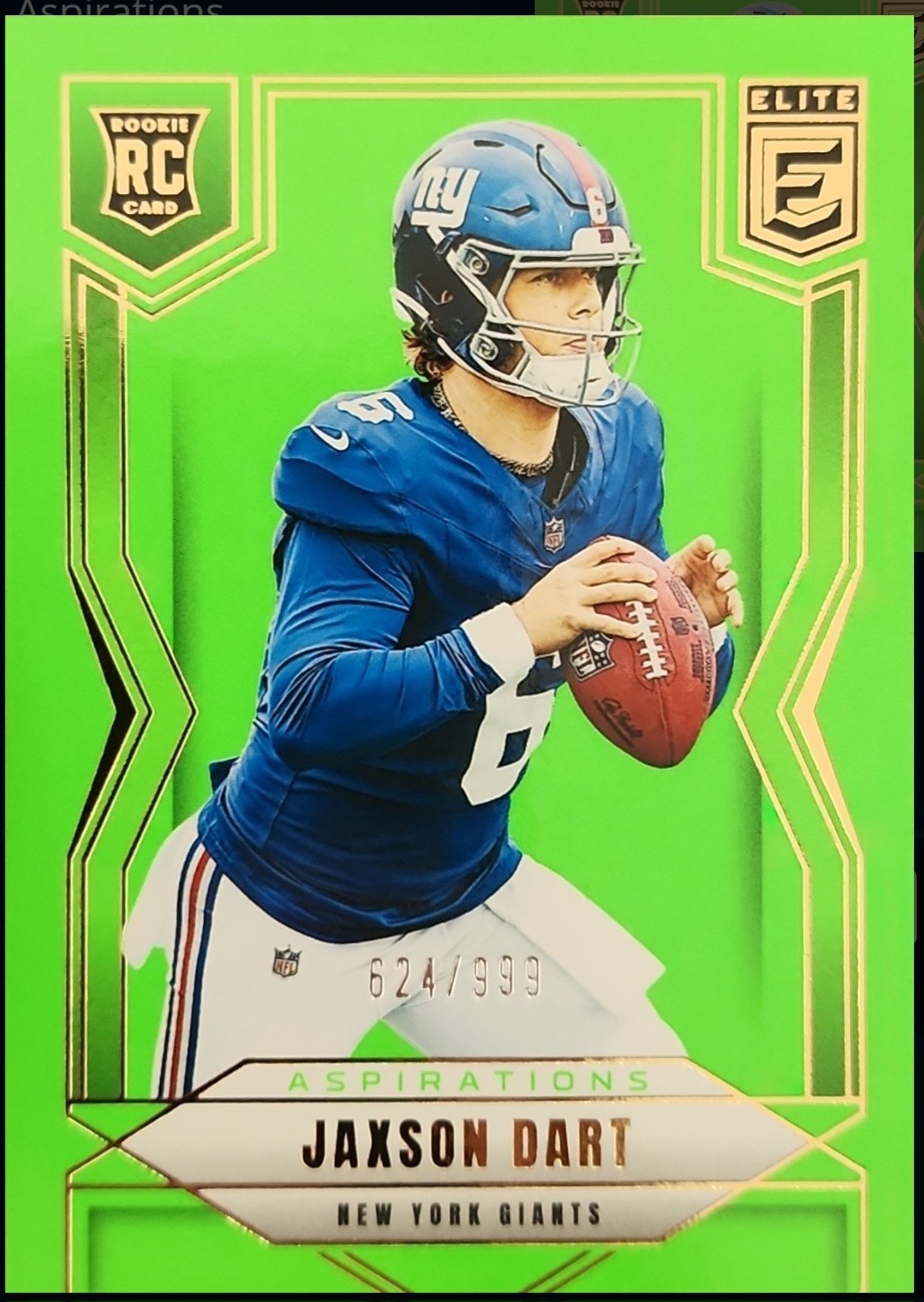 2025 Panini Donruss Elite - Jaxson Dart #103 Aspirations Lime Green /999 (RC)