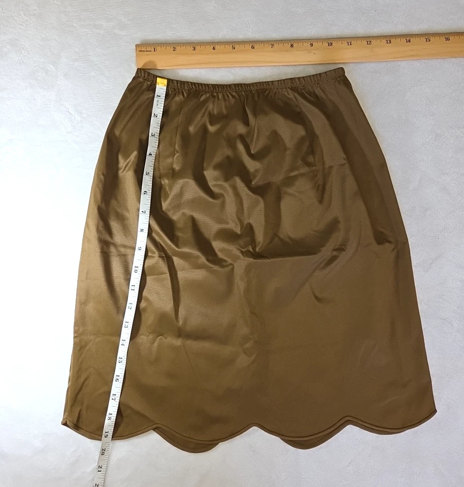 Falda De Colección Años 60 Vanity Fair Bronce Tricot Nylon Cremallera Trasera Vieira Medio Deslizamiento Talla S Foto 4 de 4
