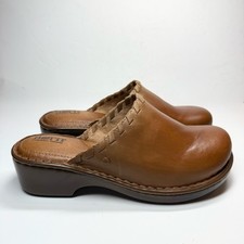 Born Women's Telly Brown Slide On Leather Clogs Braided Detail Size 10