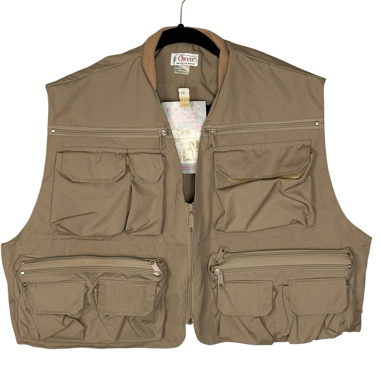 NWT Vintage Orvis Vest Mens Tac L Pac Fly Fishing Cargo Pockets Tan Size XXL