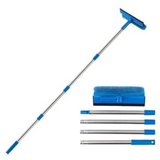Professional Window Squeegee,2 in 1 Cleaner with Long 68" Pole, Blue