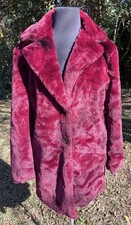 Philosophy Burgundy Red Oxblood Faux Fur Coat Women's Sz.  S/P (M?) NWT Pockets