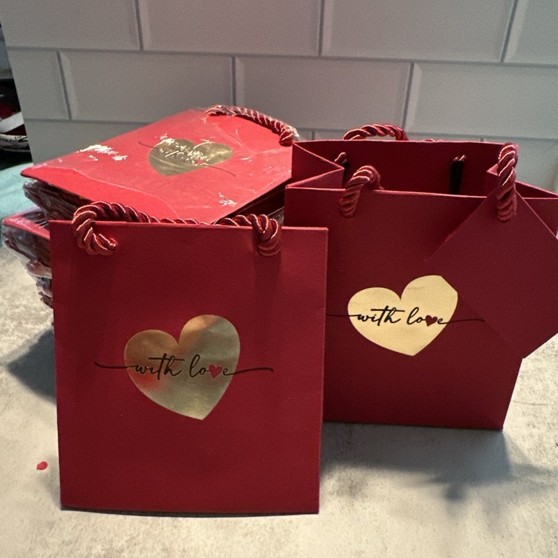 Easy Kart Labels Small With Love Kraft Gift Bag 4 1/2x4x2 3/4 Set Of 12