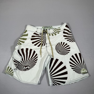 Vintage Billabong Shorts Mens 34 White Rising Sun Andy Irons Board
