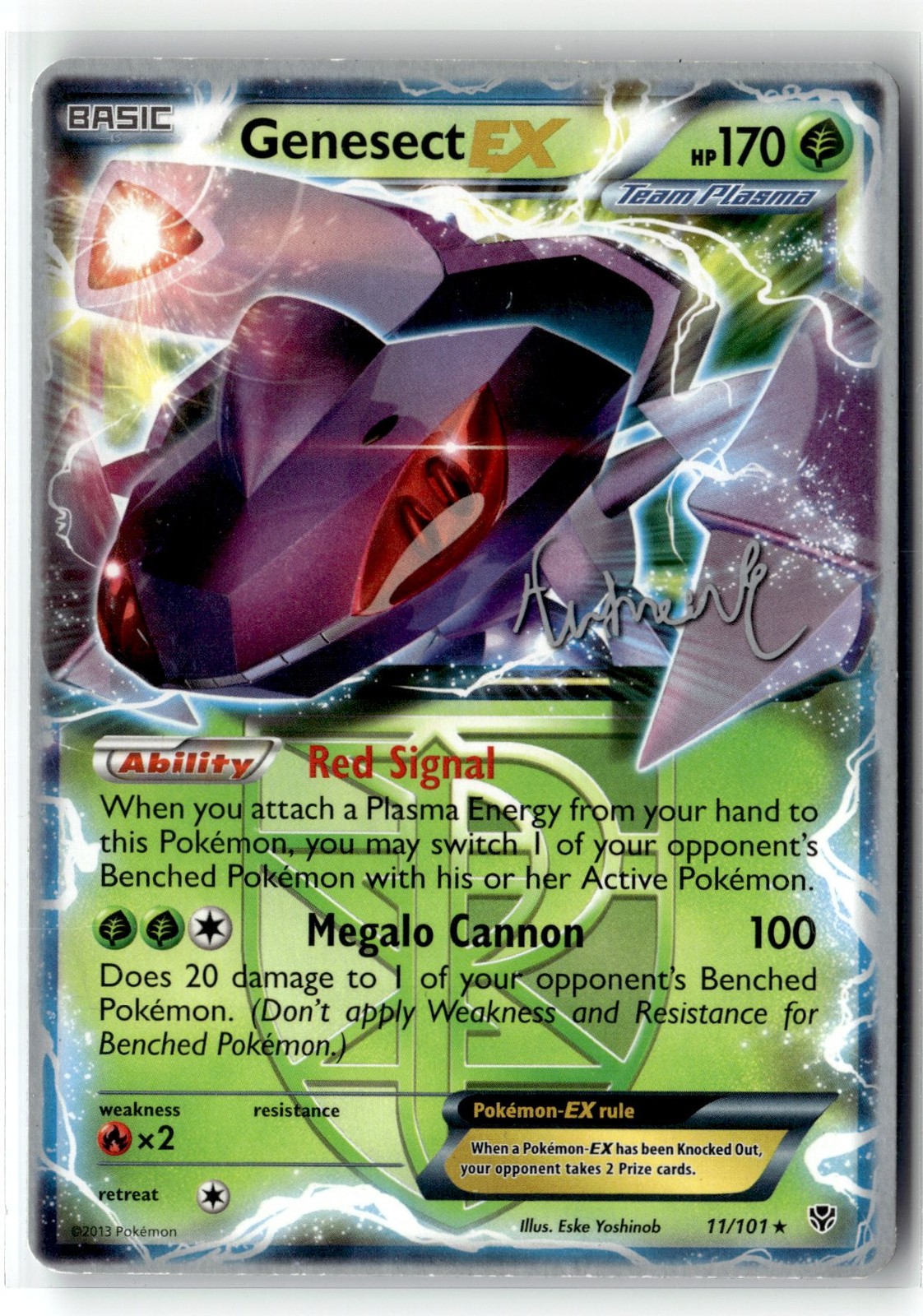 Genesect EX ⭐️ 11/101 Holo Rare EX Plasma Blast World Championship Pokemon LP