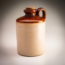 Antique Miniature Stoneware Flagon Ink Bottle England 3" Tall 2"&oslash; Collectible