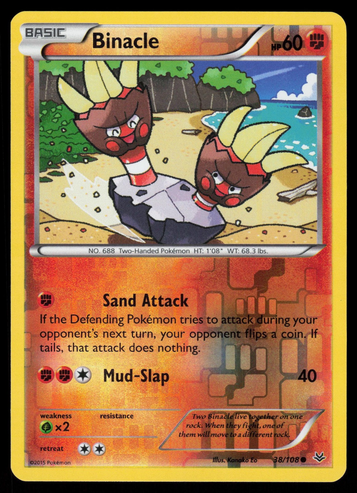 Binacle 38/108 Reverse Holo Pokemon XY Roaring Skies LP
