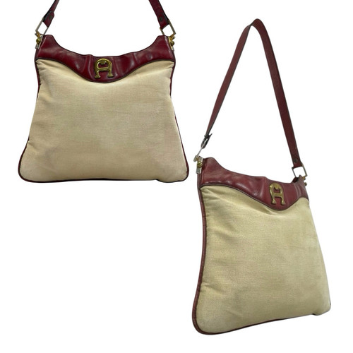 Bolso de hombro vintage años 60 70 ETIENNE AIGNER lino lona cuero RARO - Imagen 1 de 24