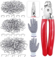 Glarks 242Pcs Hog Ring Pliers Rings with Set, Red, Silver