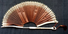 ANTICO VENTAGLIO 1800 SECOLO XIX IN OSSO E TESSUTO