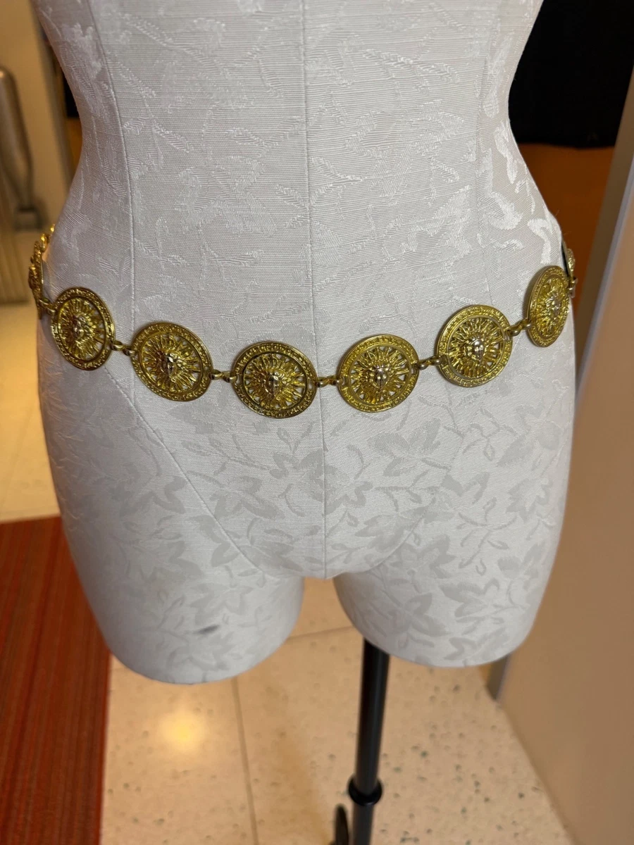 Vintage womens belt Gold Tone Curb Chain Belt heavy chunky Draped coin Cabi Womens 90 main image 2