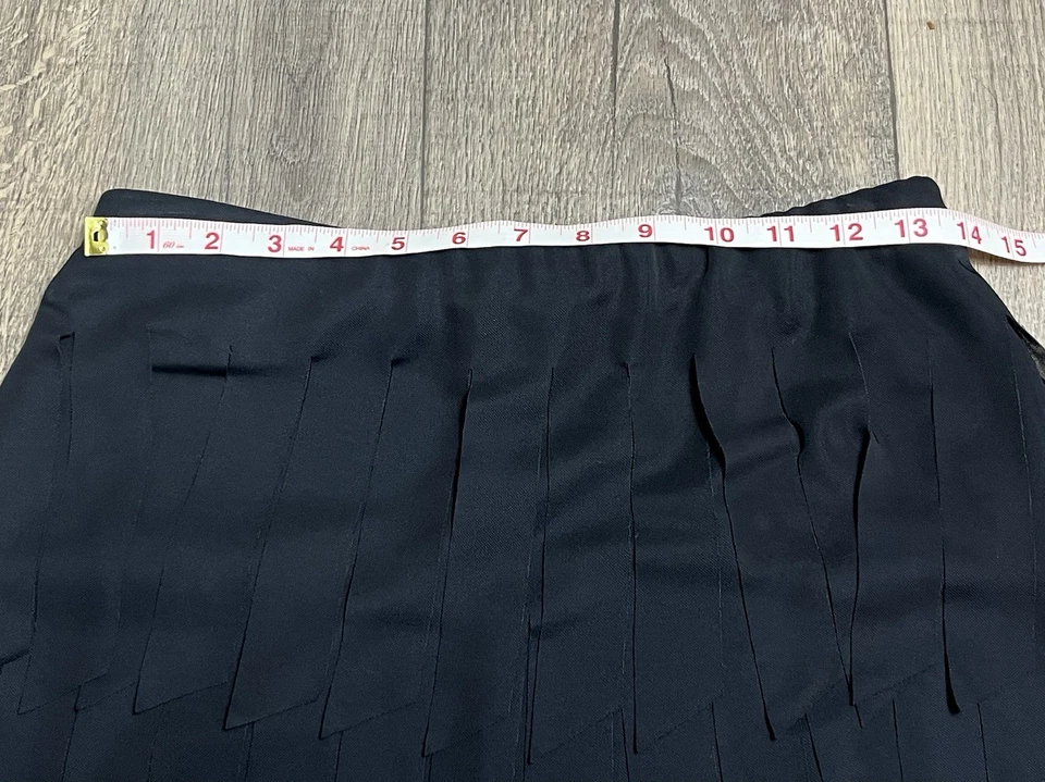 Falda vintage Cartise negra con flecos en capas talla 6 cintura elástica caprichosa gótica Foto 3 de 4