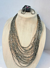 Streaming Starlight Black/Gun Metal Seed Bead 12" Necklace-Paparazzi 