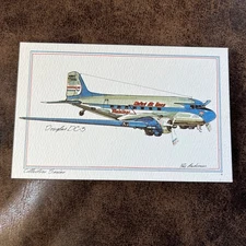 Roy Anderson Art Airplane Jet Postcard Douglas DC3 United Airlines Mainliner