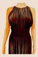 Elegant Black Halter Dress with Ruched Waist - Size 0 (255)