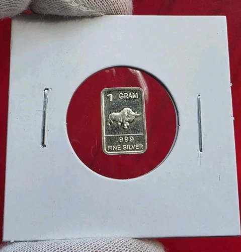 Bull / Taurus - 1 Gram .999 Fine Pure SILVER Bullion Mini Bar Coin Ingot