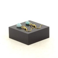 Ohrringe 1 Perle Amazonit Du Brazilien Stahl Golden Made In Frankreich
