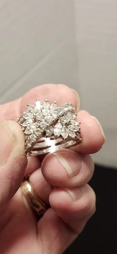 Vintage 925 Cocktail Ring Multiple Stones  Silver Size 9 Beautiful