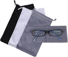 3 Pack Sunglasses Pouch with Cleaning Cloth Drawstring Microfiber Soft Comfortab