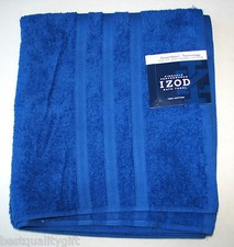 NEW-100% COTTON DREAMSPUN TECHNOLOGY IZOD ROYAL BLUE BATH TOWEL (76 cm x 137 cm)