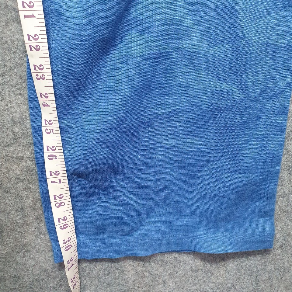 East Linen Trousers Women’s Size 16 Blue lightweight Wide Leg Button