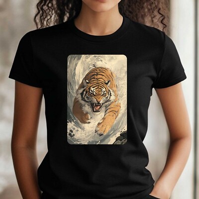T-Shirt Frauen Tiger im Anime Style Motiv Baumwolle Größe XS bis 3XL