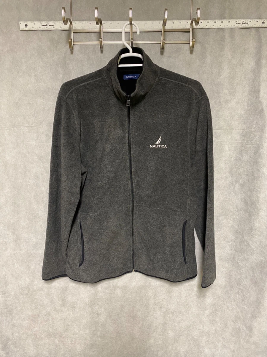 Nautica Men Fleece Full Zip Long Sleeve Jacket Sweater XL Gray Sweatshirt Adult