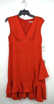 Cooper St Womens Atomic Ruffle Hem Minidress Red Lined V-Neck Sleevless NWT 6