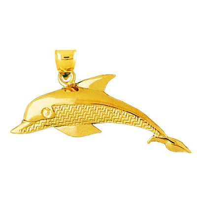 14K Gold 44mm Delfin Anhänger