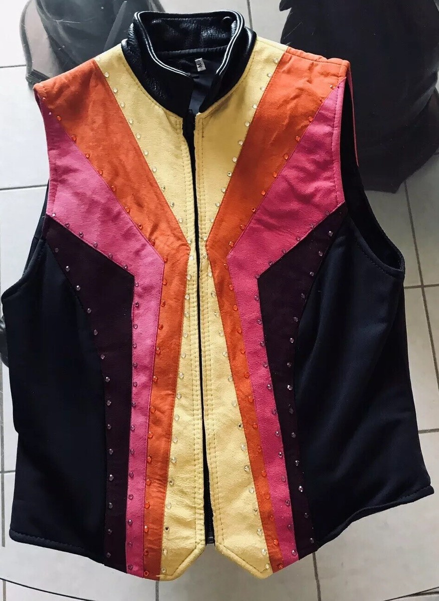 Gilet Western Berry Fit En Cuir Et Daim Multicolore, Taille M, Occasion