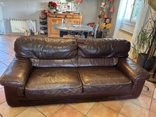 canapé cuir 3 places marron cuir center + 1 club 