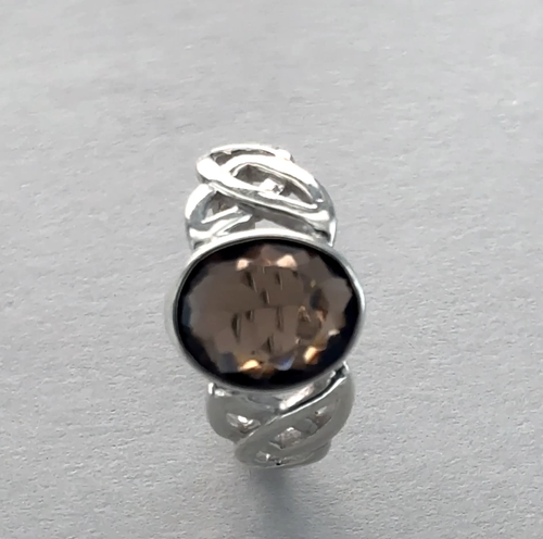 Anillo Celta Ovalado Cuarzo Ahumado - PLATA ESTERLINA 925 - Piedras Preciosas Naturales #3e - Vídeo 1 de 1